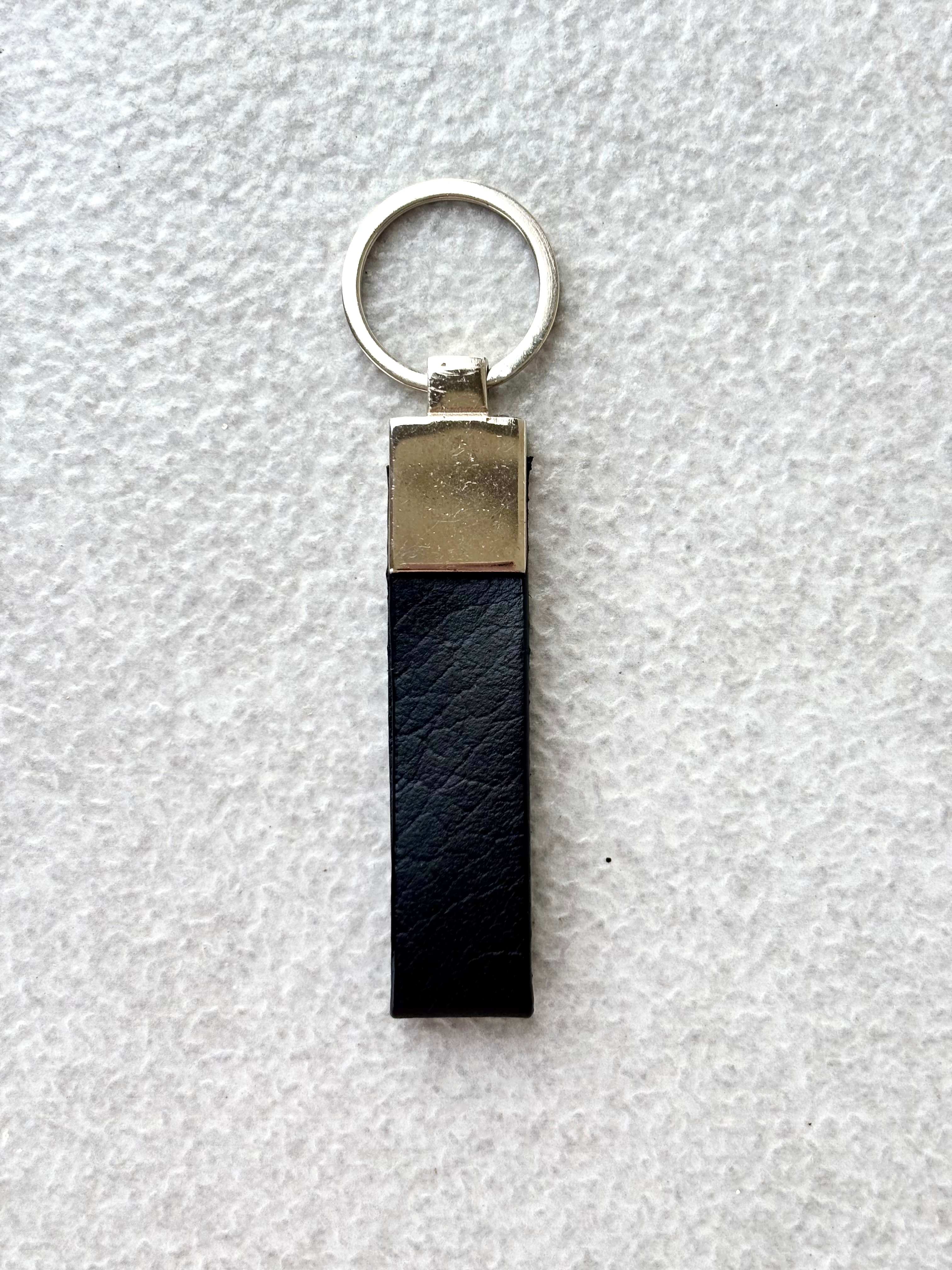 Minimalist Black Leather Loop Keychain