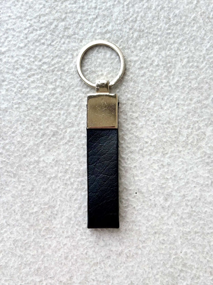 Minimalist Black Leather Loop Keychain