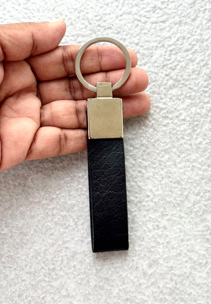 Minimalist Black Leather Loop Keychain