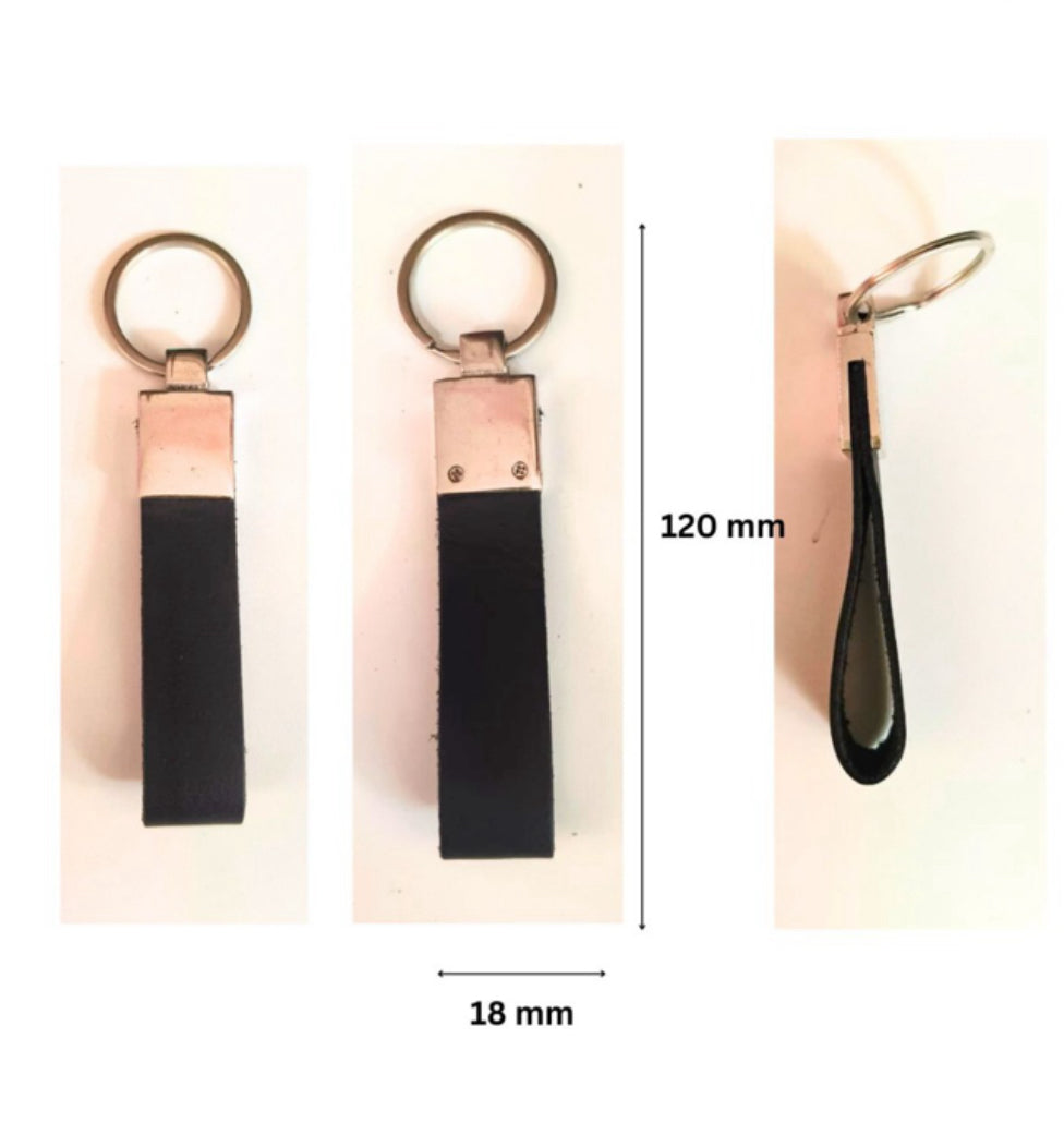 Minimalist Black Leather Loop Keychain