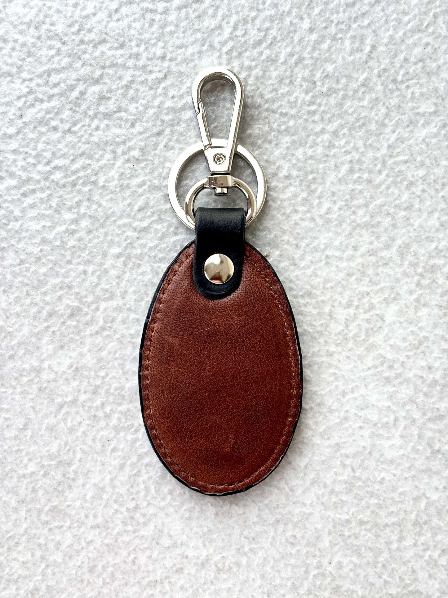 Two-Tone Leather Keychain with Lobster Clasp