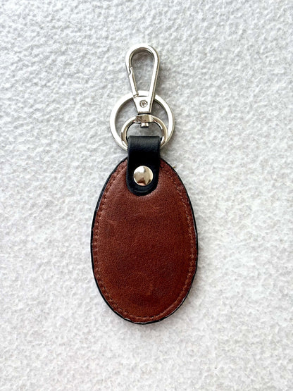 Two-Tone Leather Keychain with Lobster Clasp