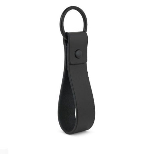 All-Black Leather Loop Keychain