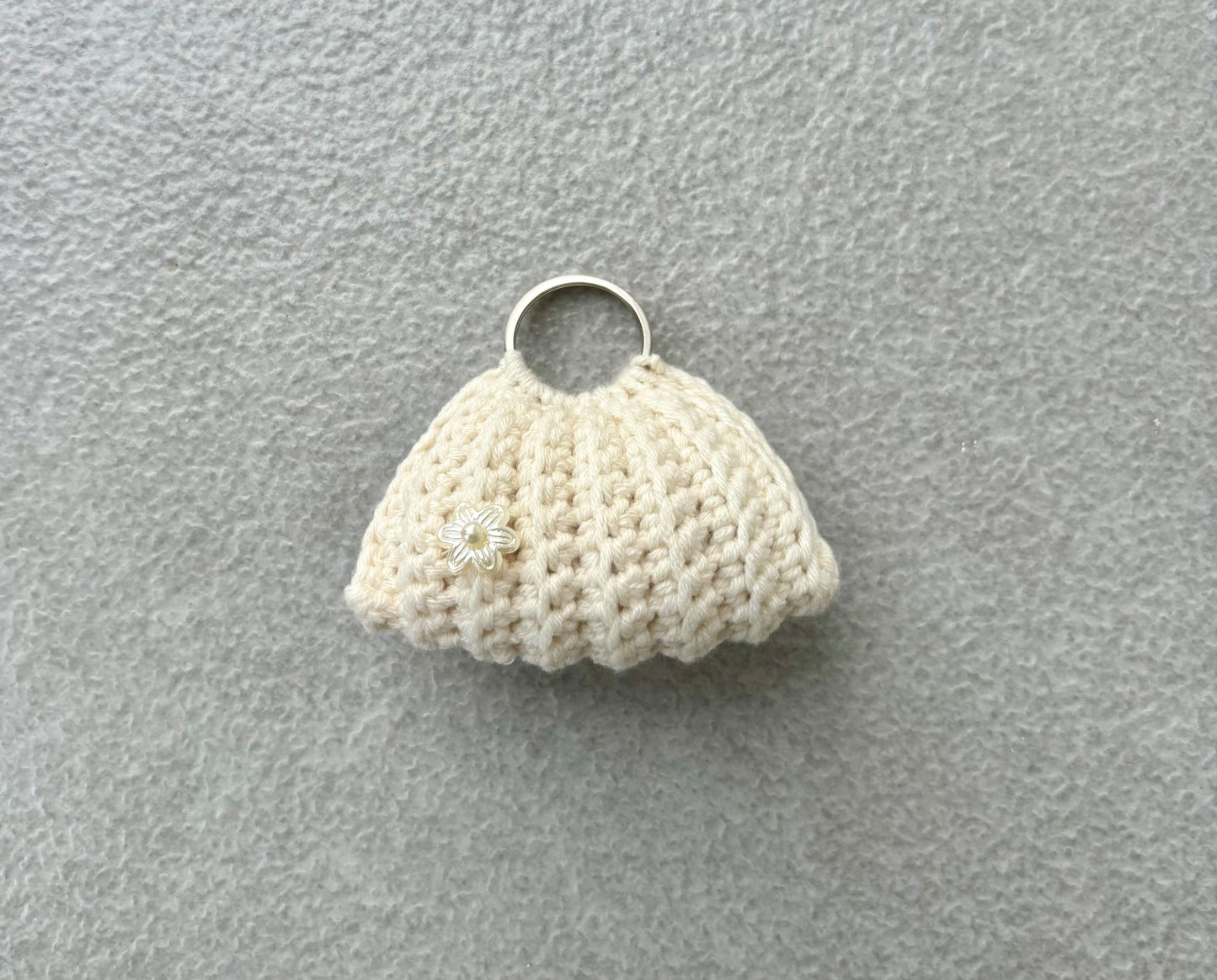 Handmade Cream Crochet Keychain