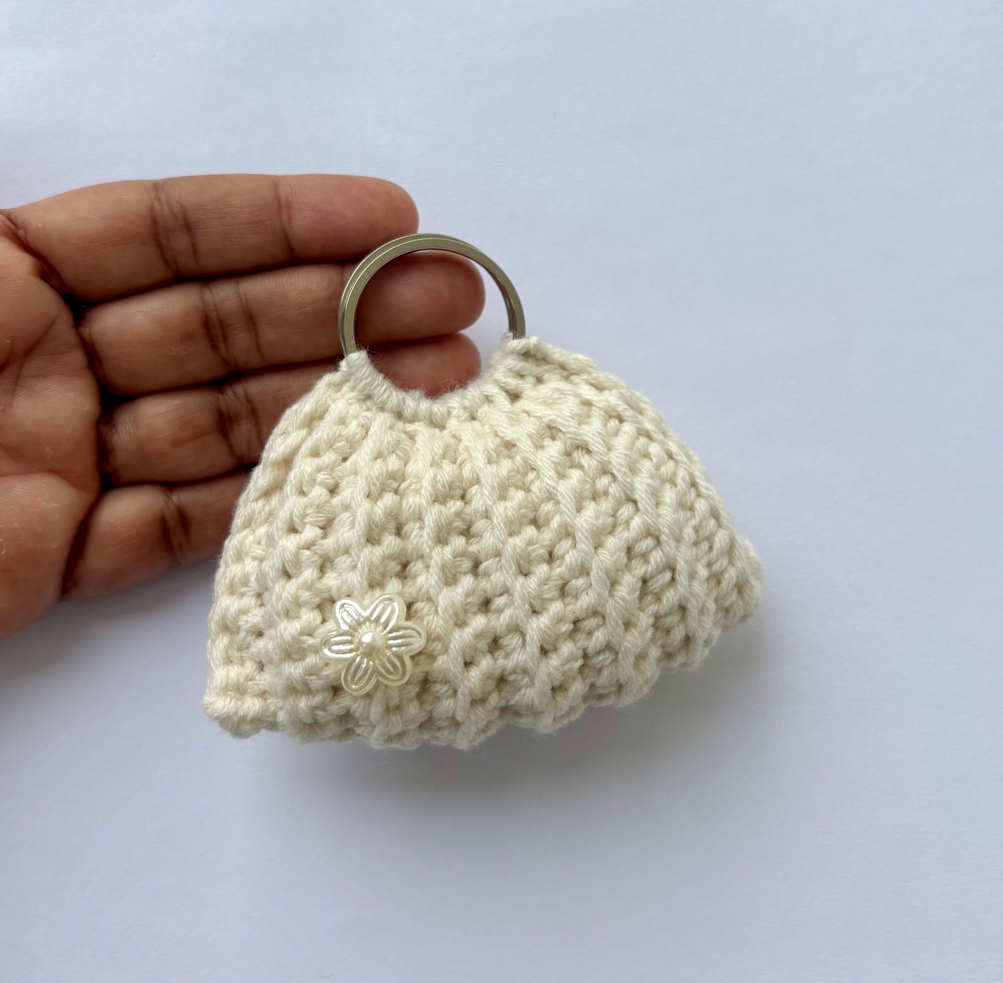 Handmade Cream Crochet Keychain