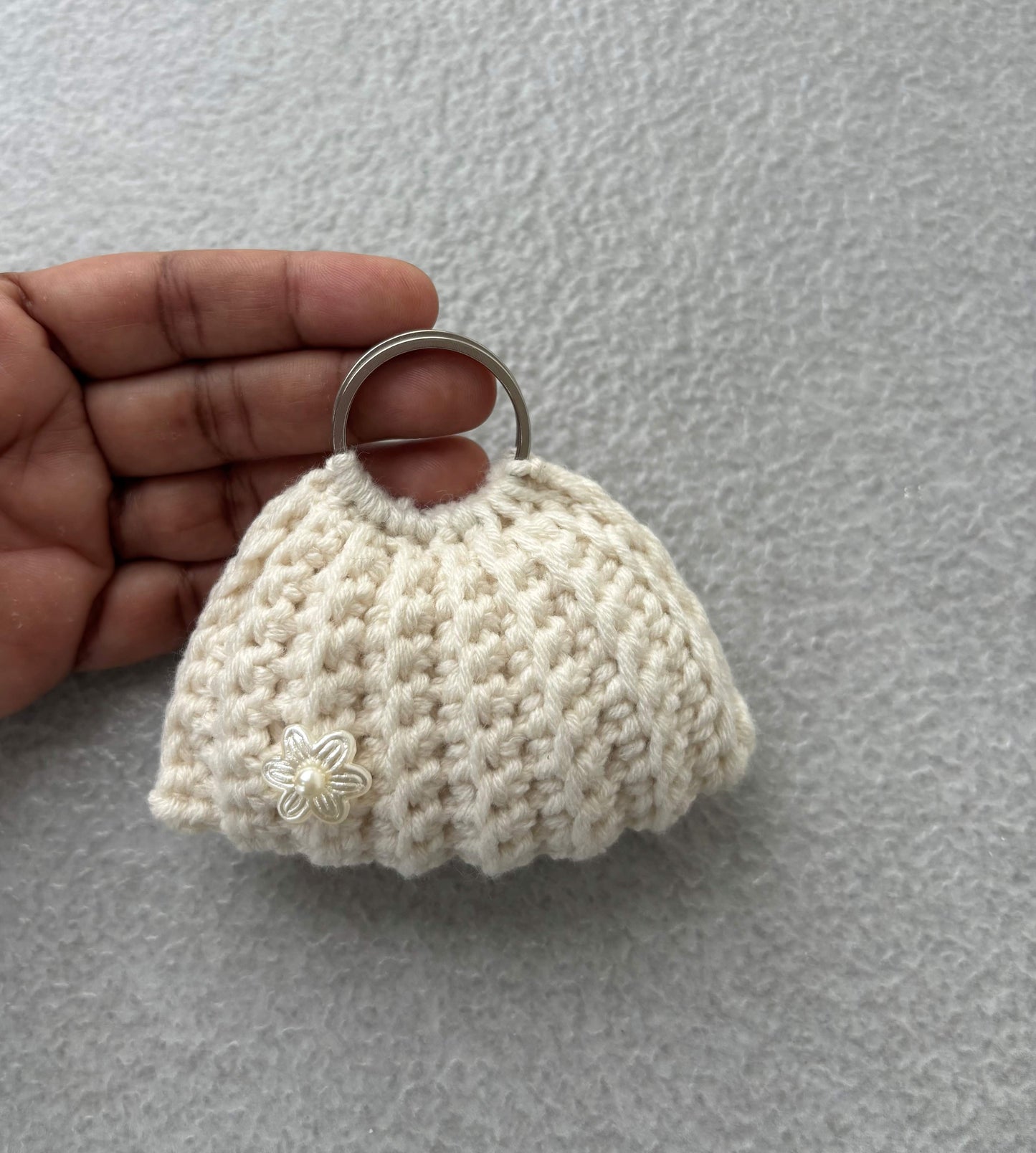 Handmade Cream Crochet Keychain