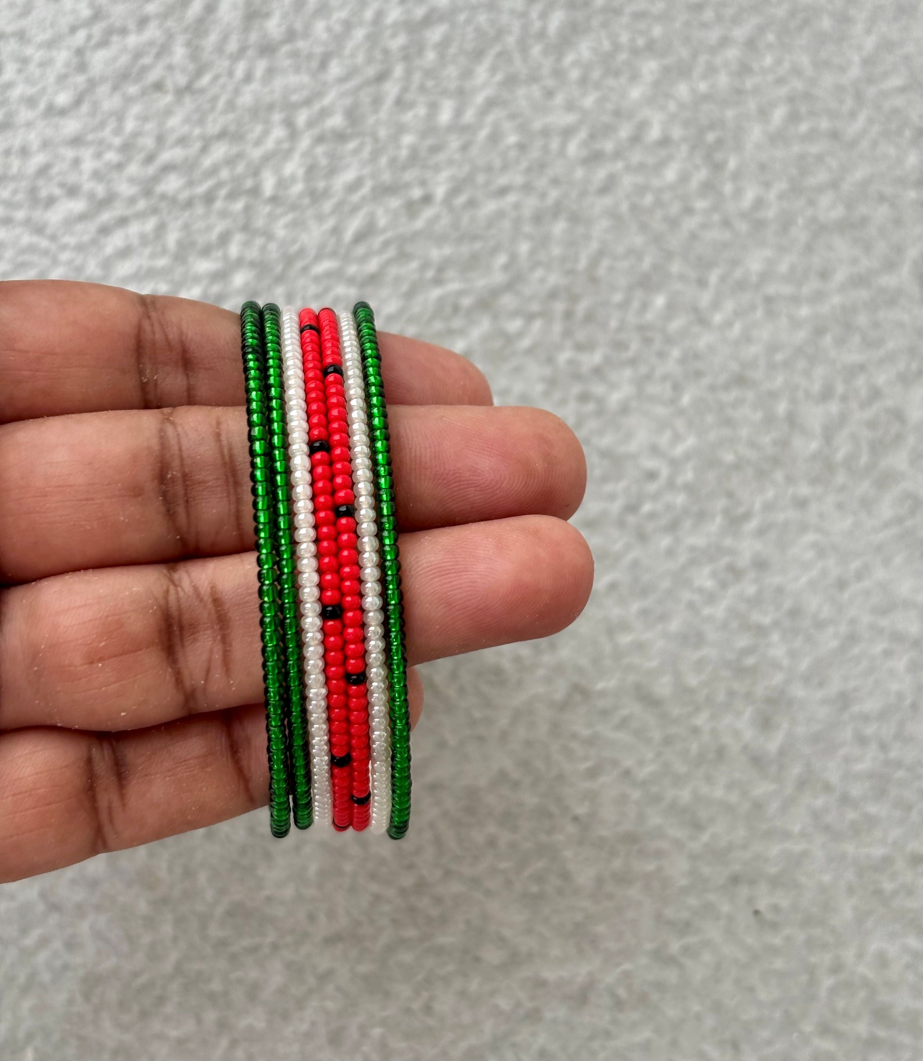 Watermelon Seed Bead Wrap Bracelet