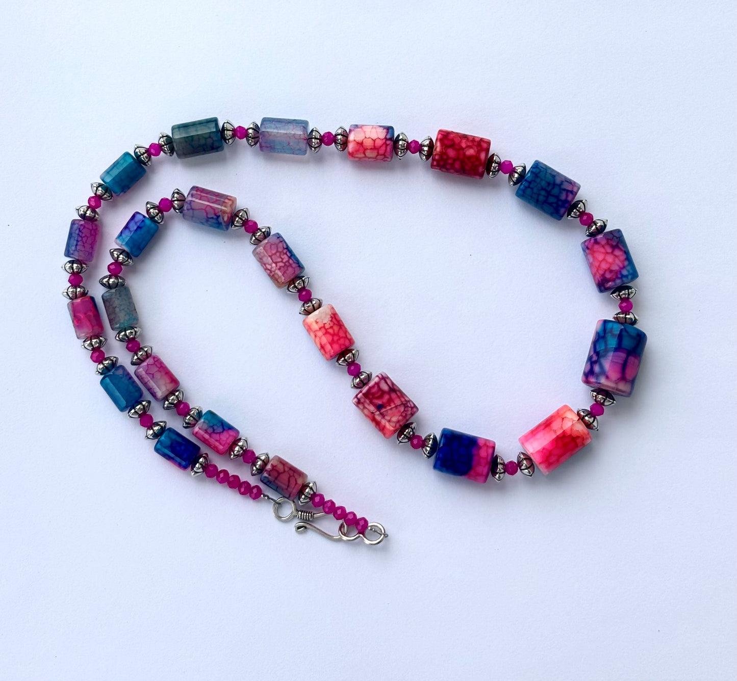 Colorful Dragon Vein Agate Beaded Necklace