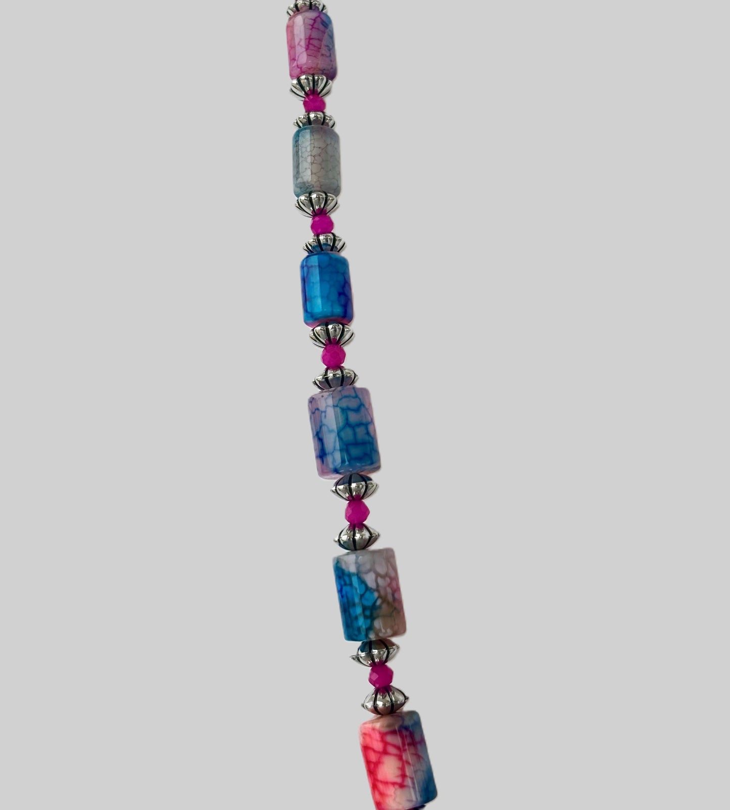 Colorful Dragon Vein Agate Beaded Necklace