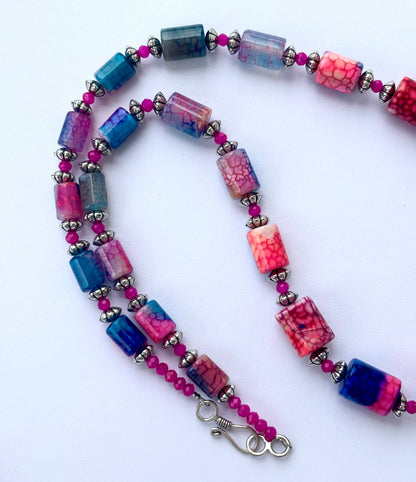 Colorful Dragon Vein Agate Beaded Necklace