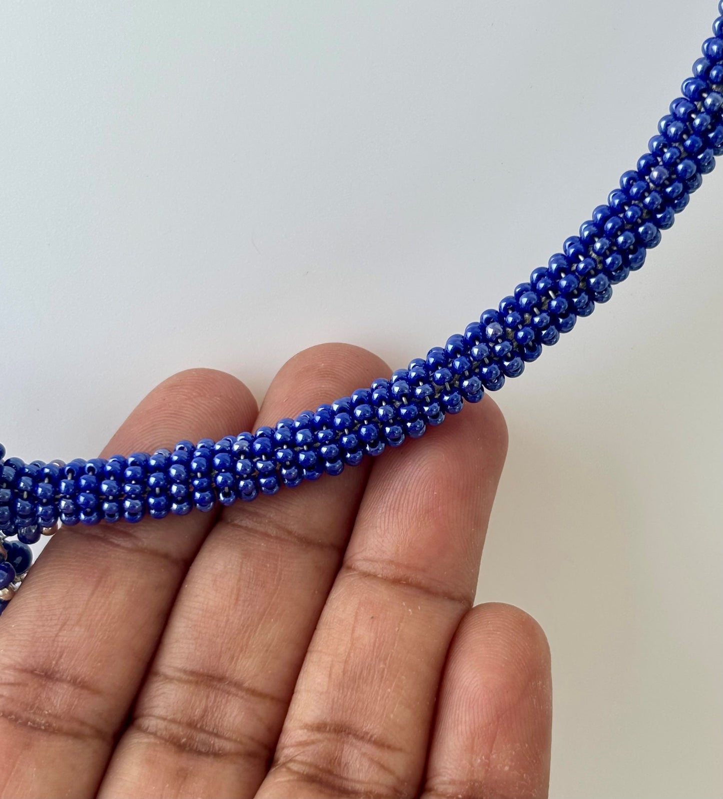 Handmade Royal Blue Seed Bead Necklace