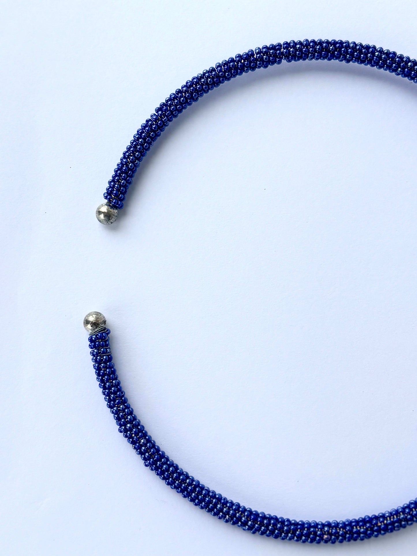 Handmade Royal Blue Seed Bead Necklace