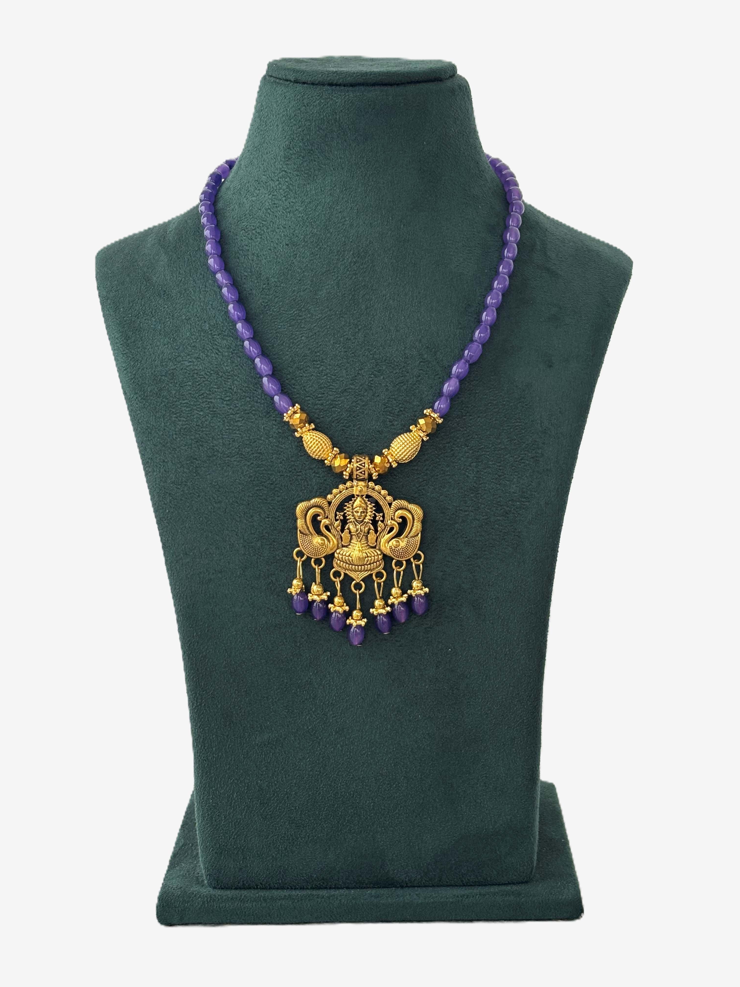Purple Neckwear with Lakshmi Pendant Necklace