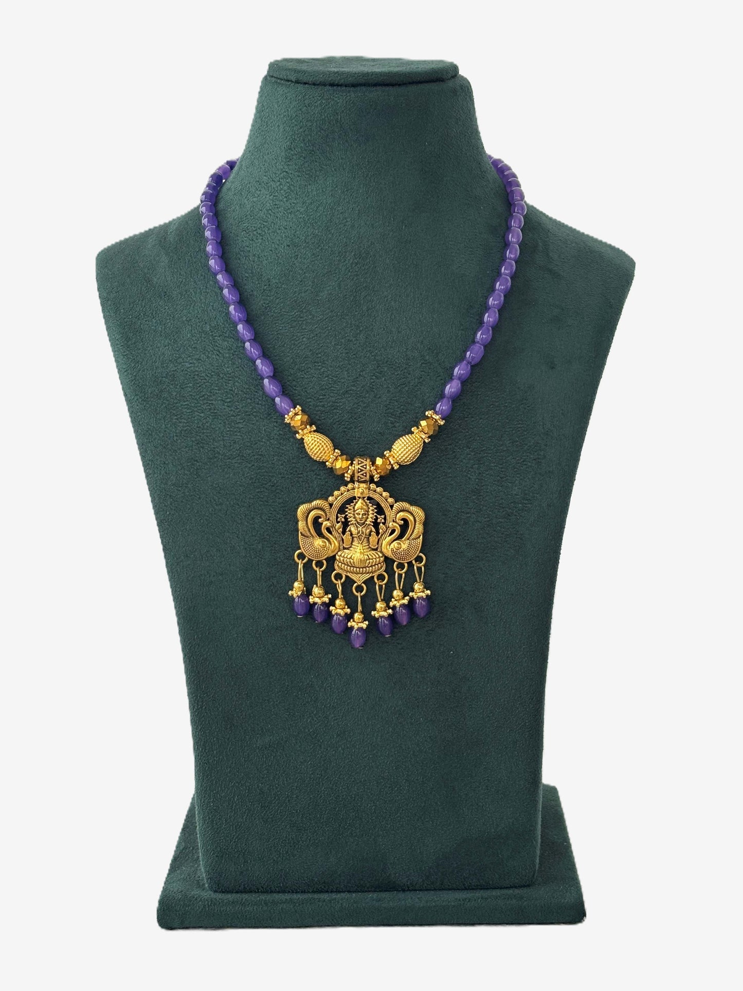 Purple Neckwear with Lakshmi Pendant Necklace