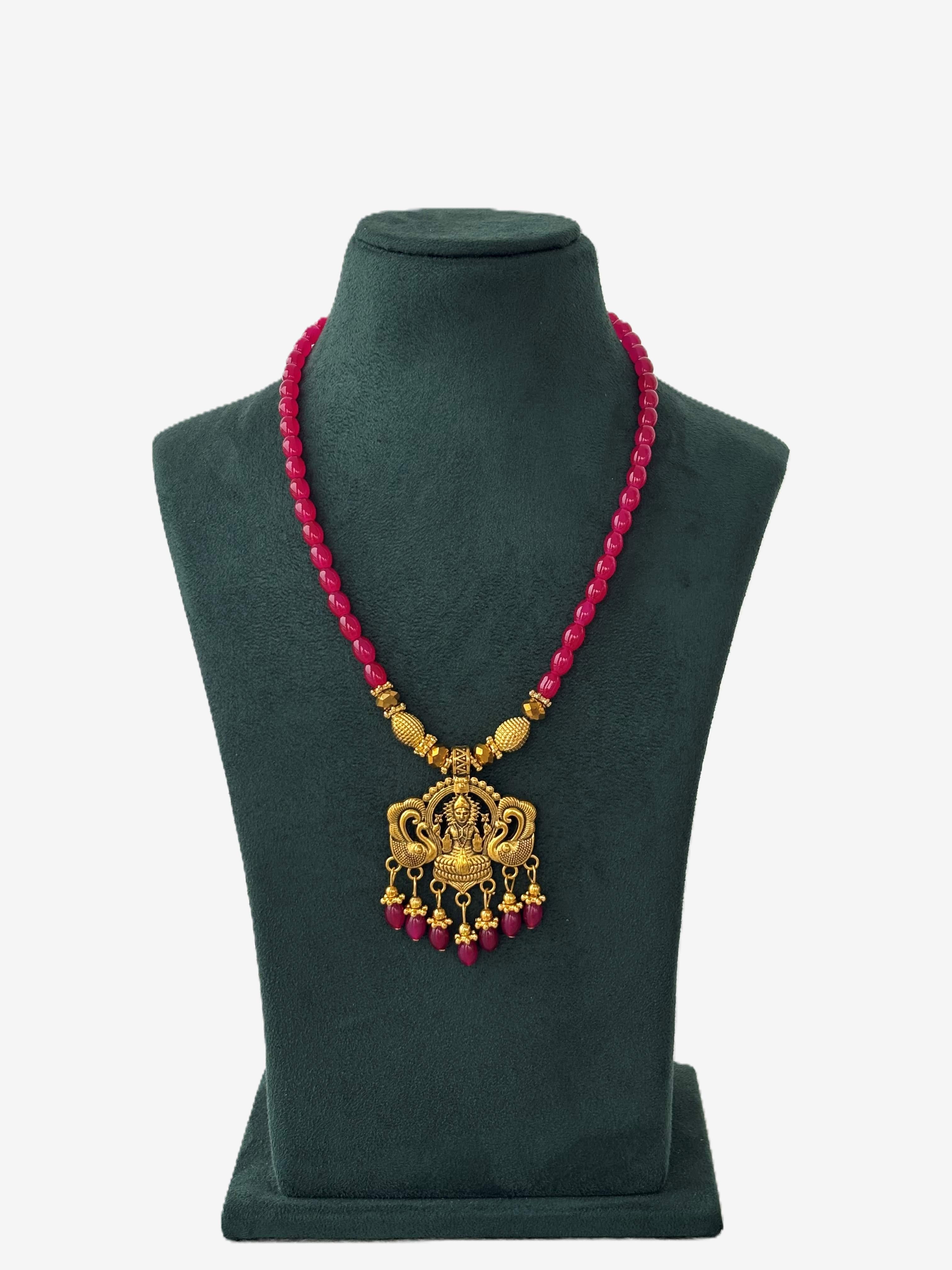 Rose Neckwear with Lakshmi Pendant Necklace