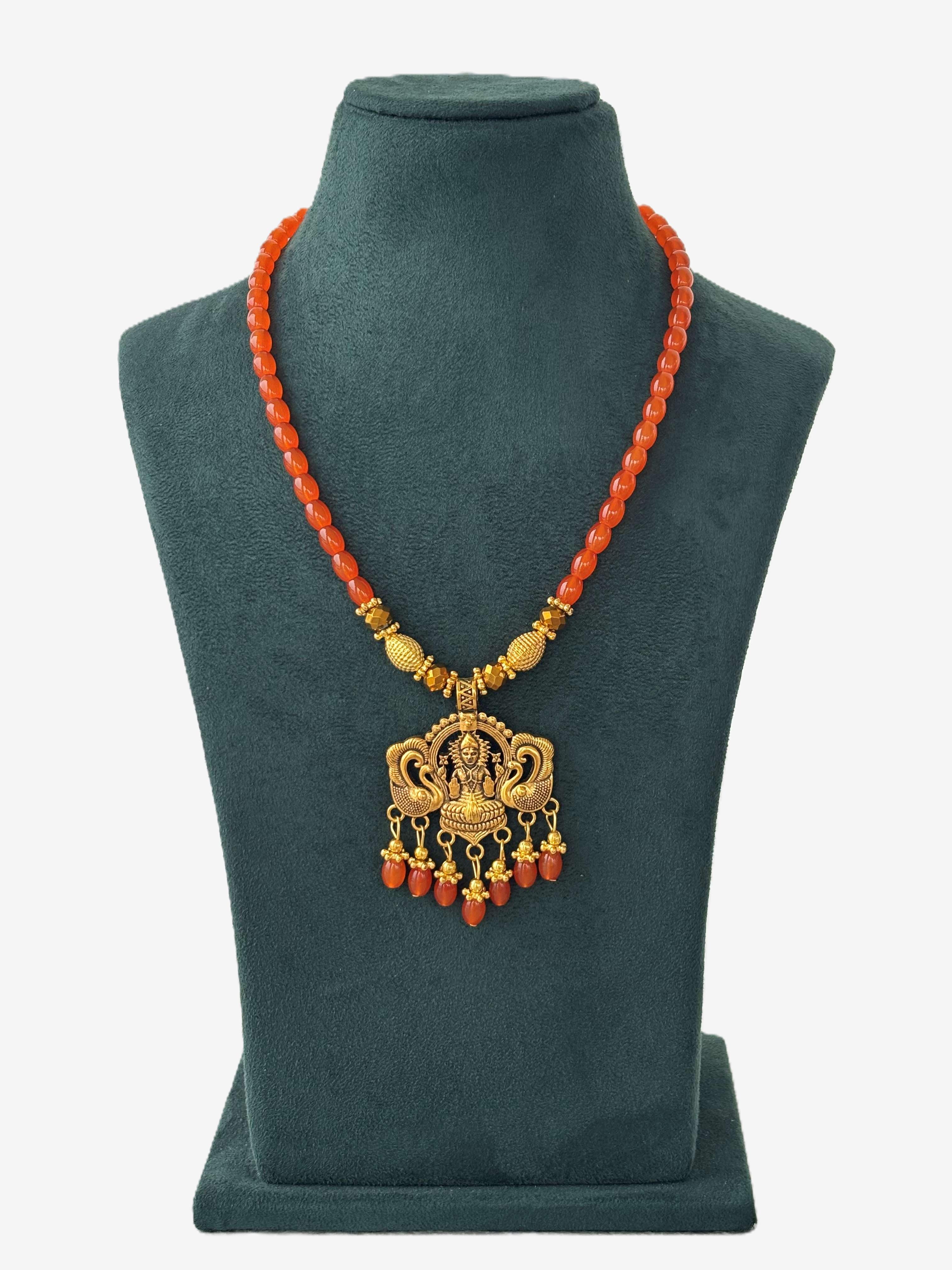 Orange Neckwear with Swan Pendant Necklace