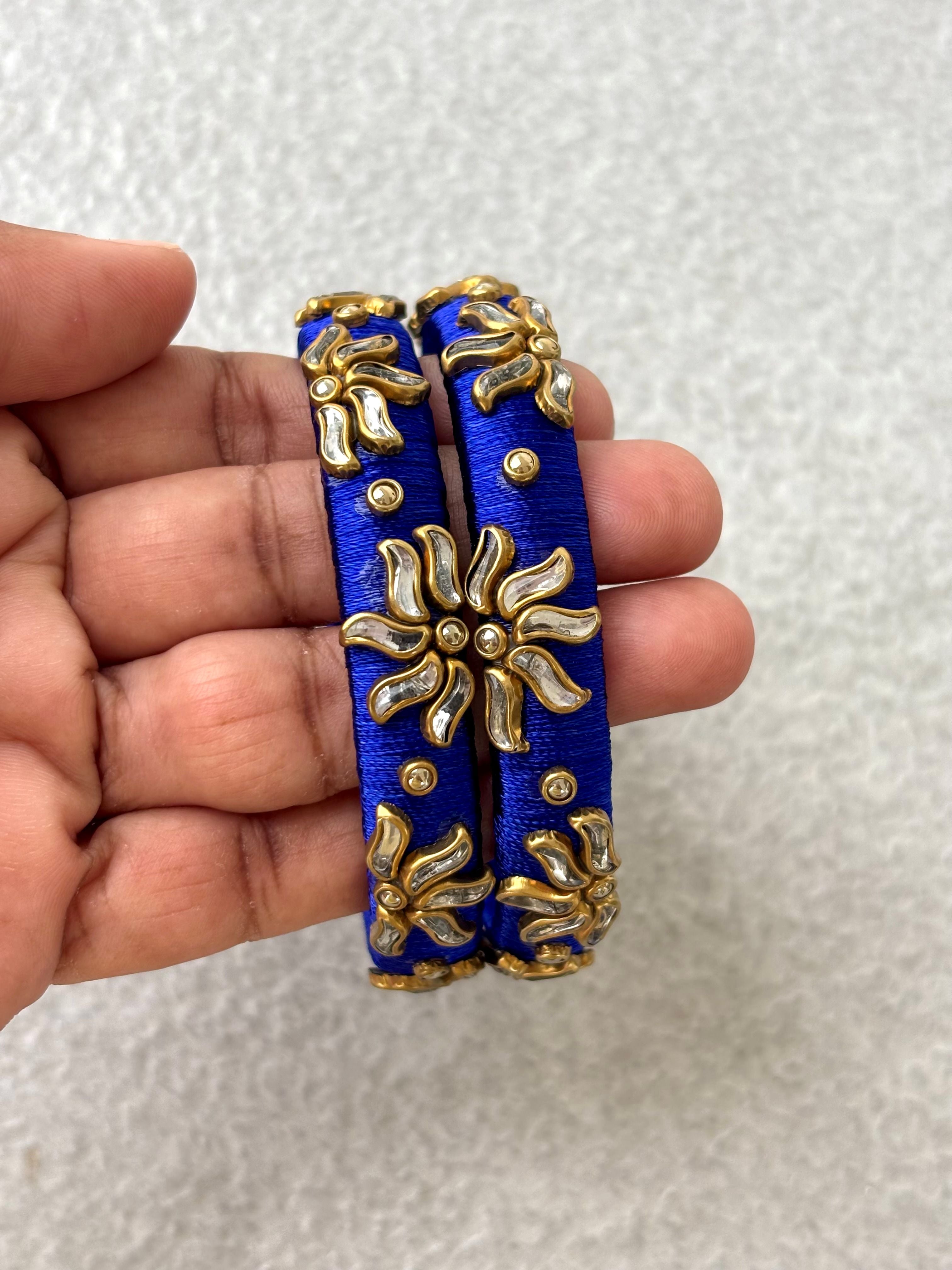 Handmade Royal Blue Silk Thread Bangles