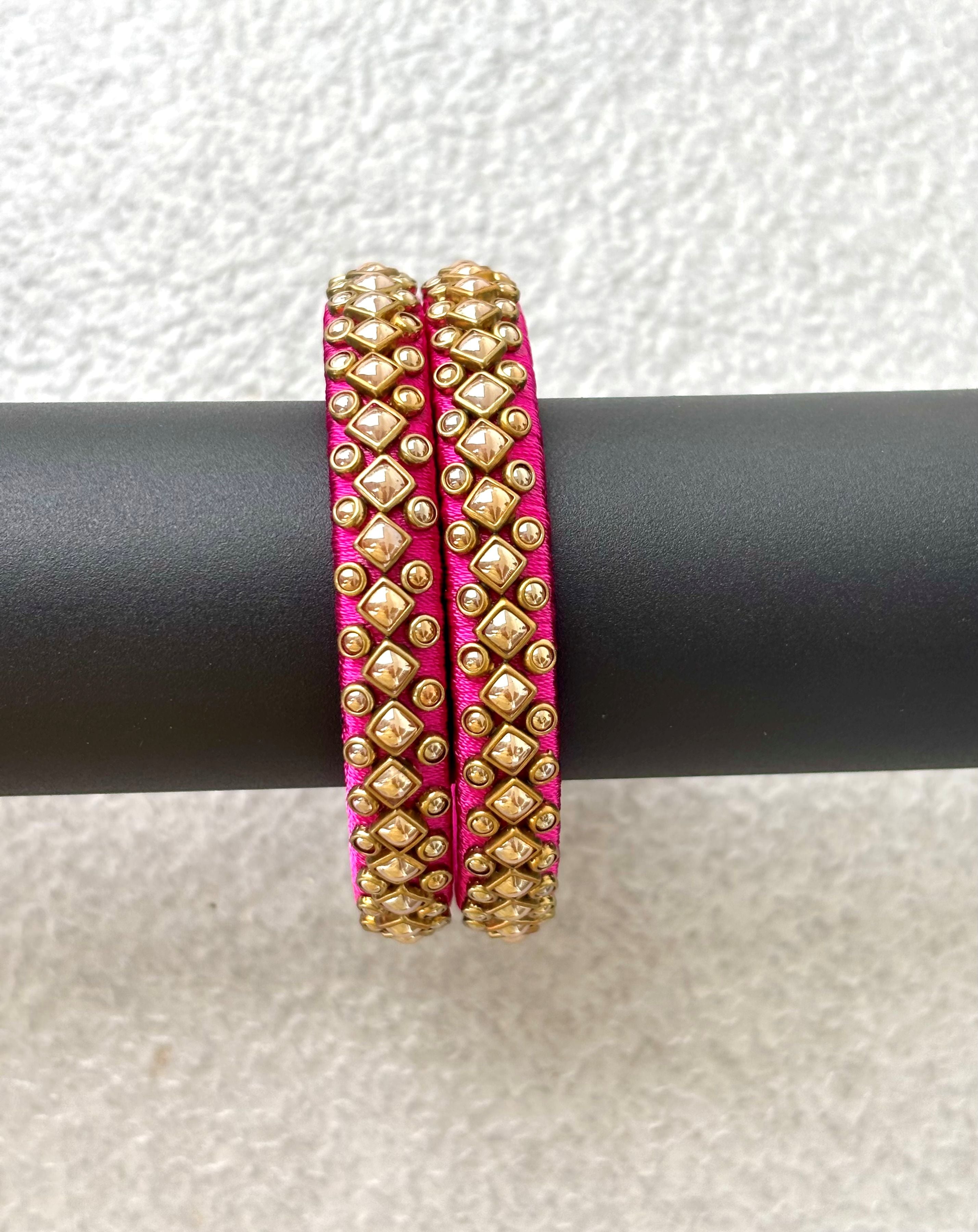 Rani Pink Silk Thread Bangles