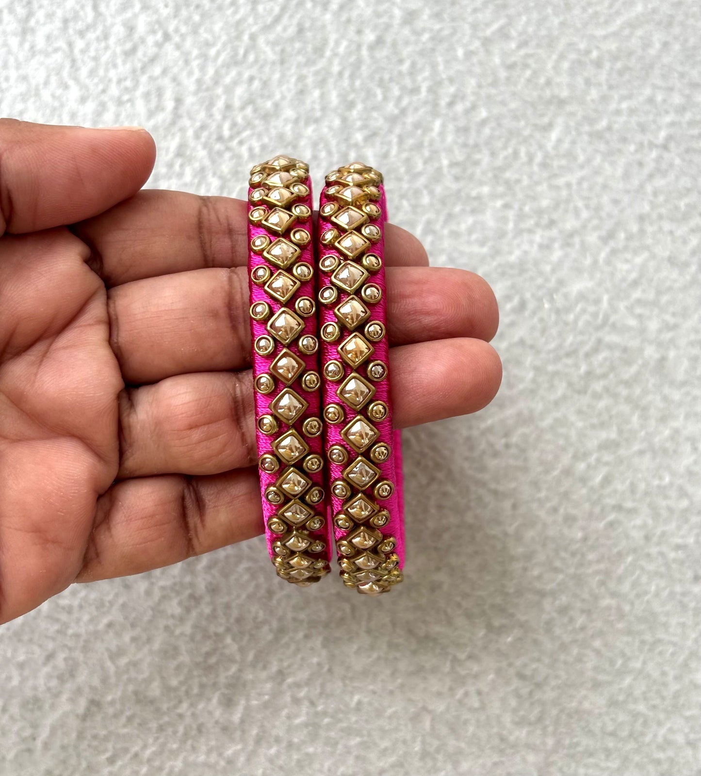 Rani Pink Silk Thread Bangles