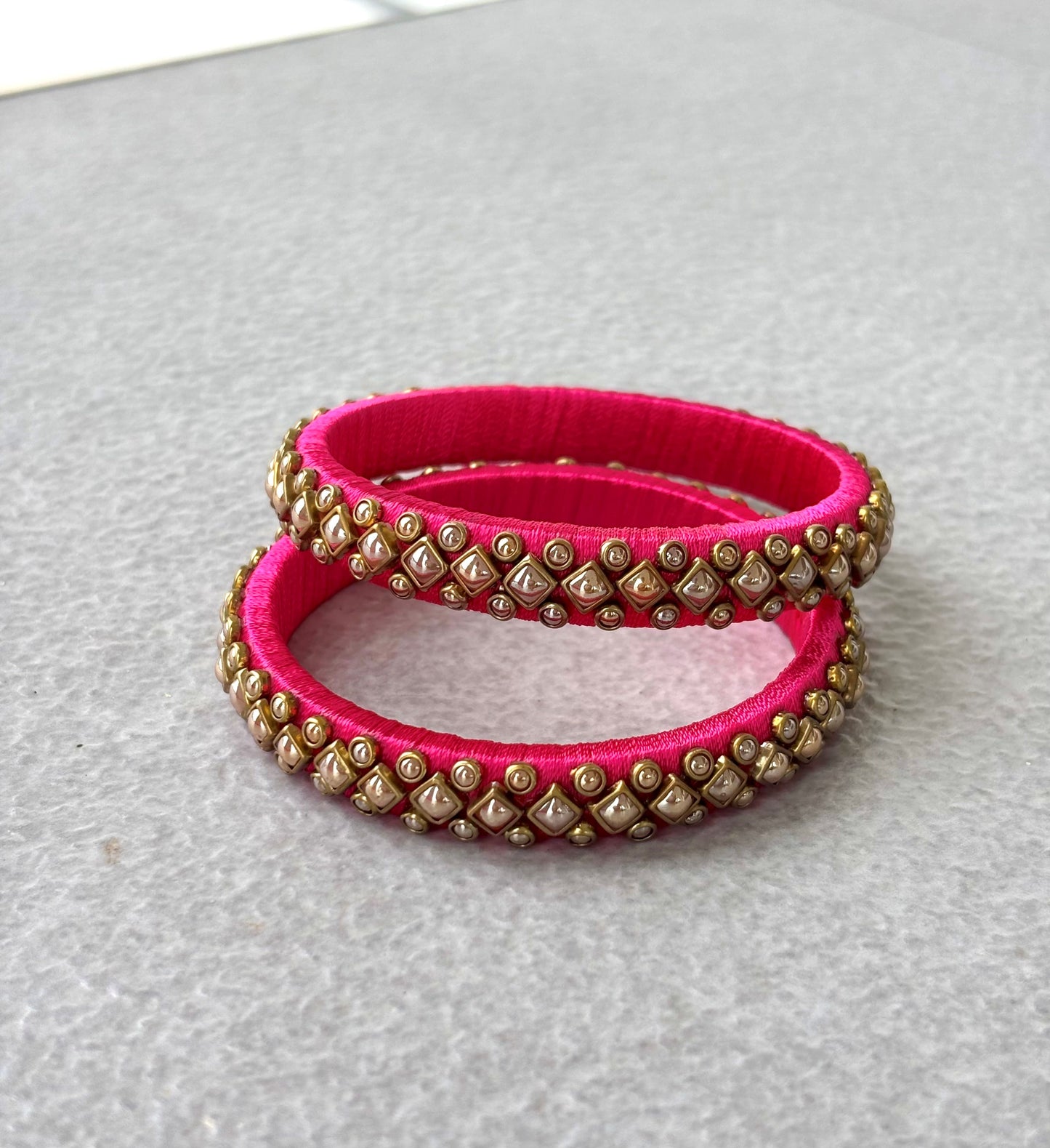 Rani Pink Silk Thread Bangles