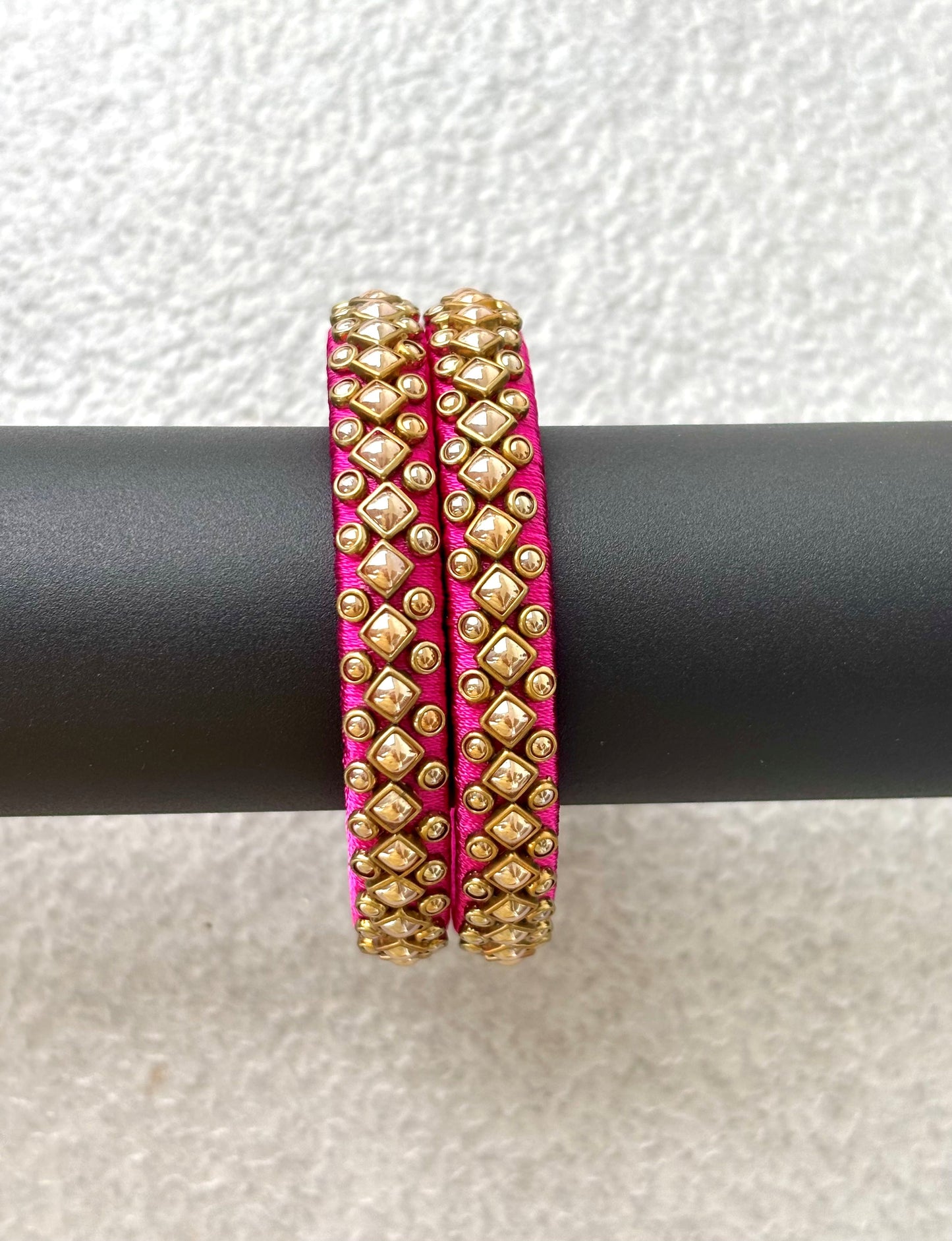 Rani Pink Silk Thread Bangles