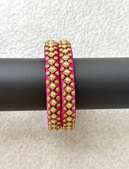 Rani Pink Silk Thread Bangles