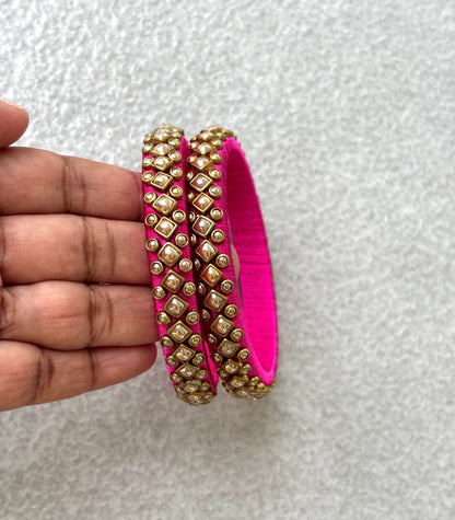 Rani Pink Silk Thread Bangles