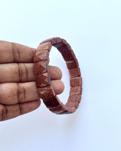 Faceted Gold Sandstone Bead Bracelet