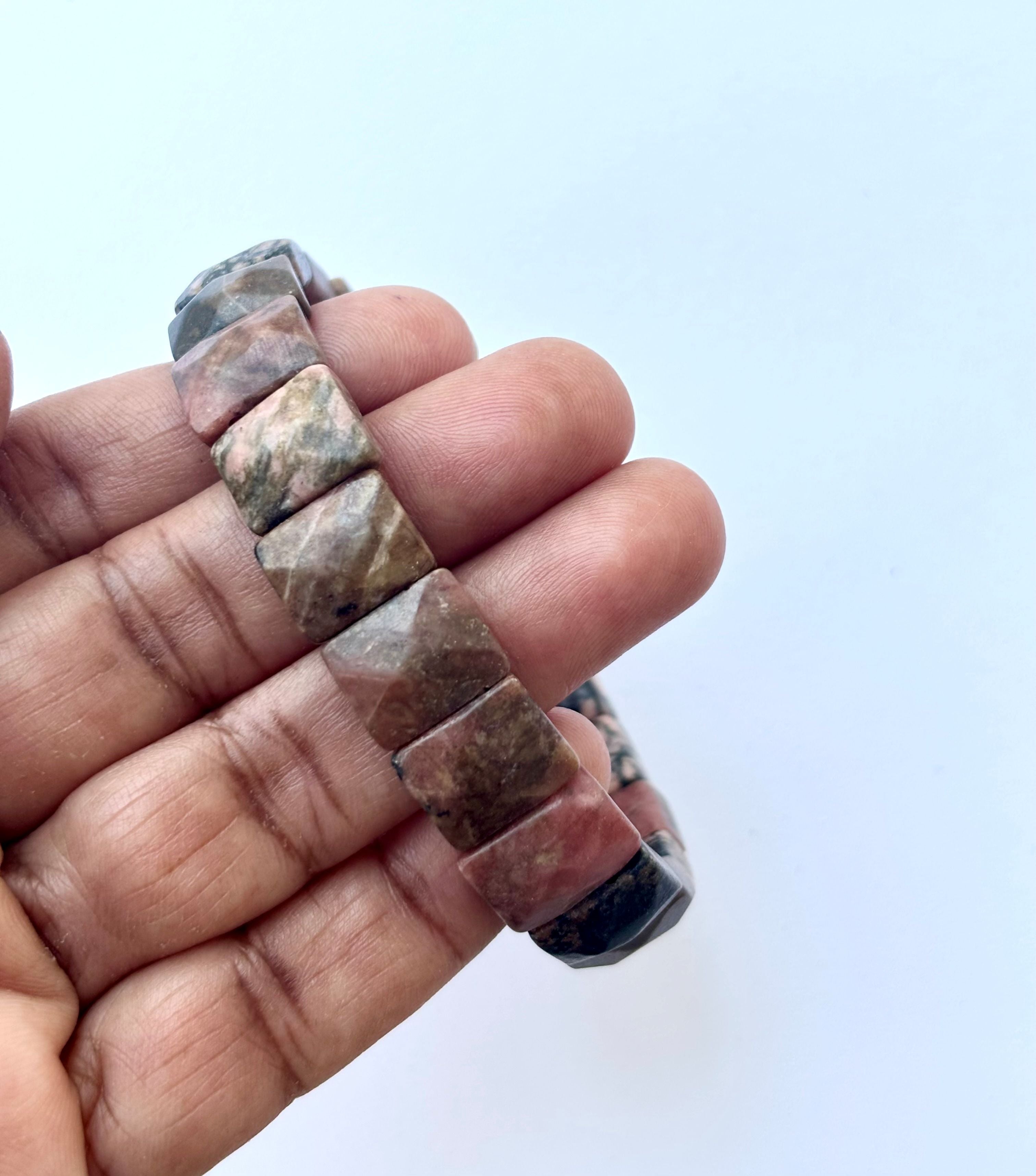 Natural Rhodonite Faceted Bead Bracelet