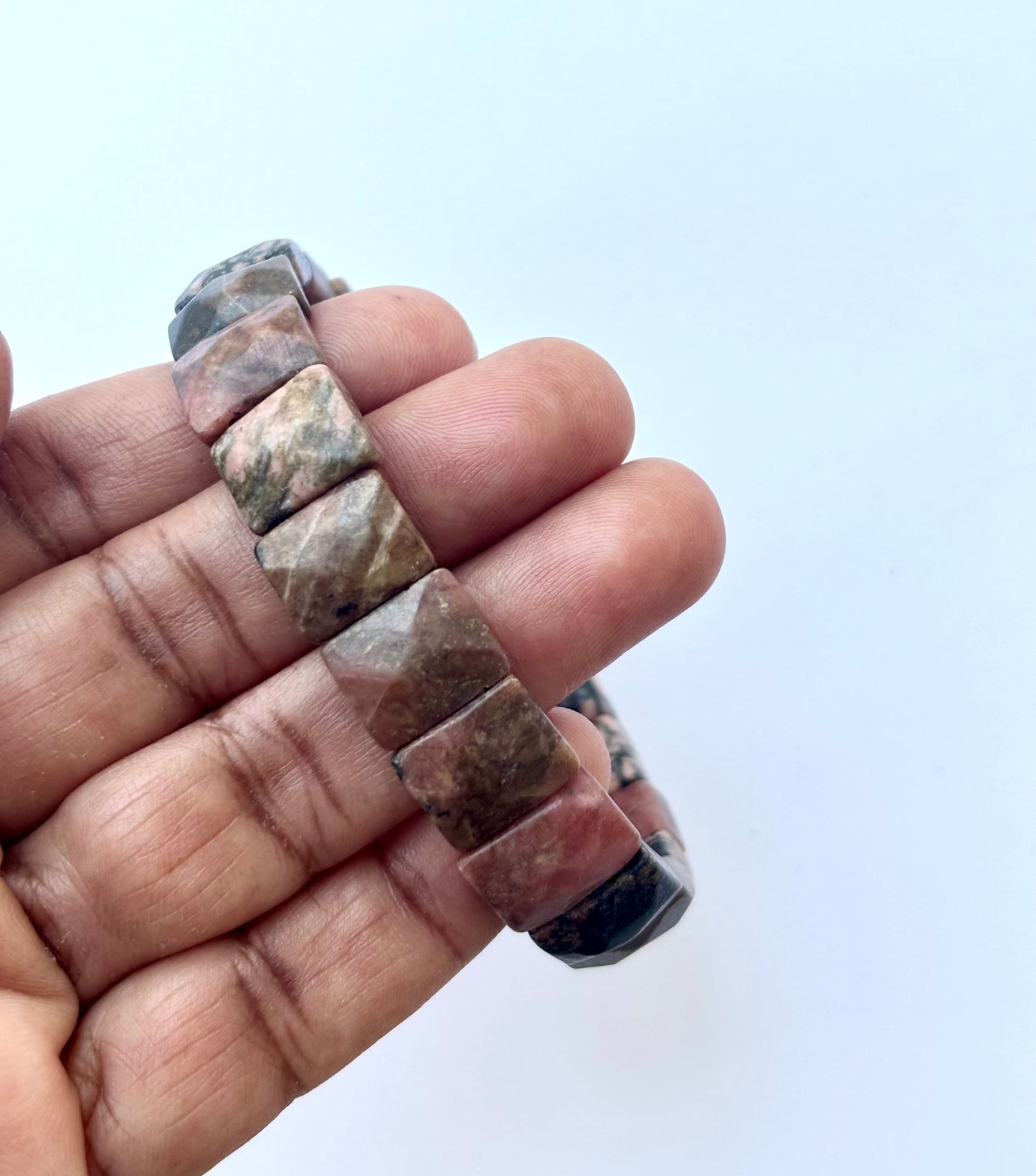 Natural Rhodonite Faceted Bead Bracelet