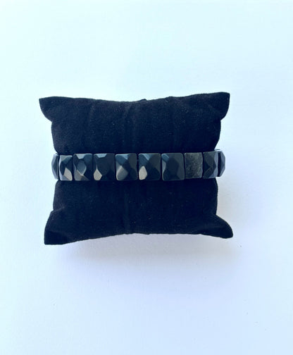 Natural Black Obsidian Bead Bracelet