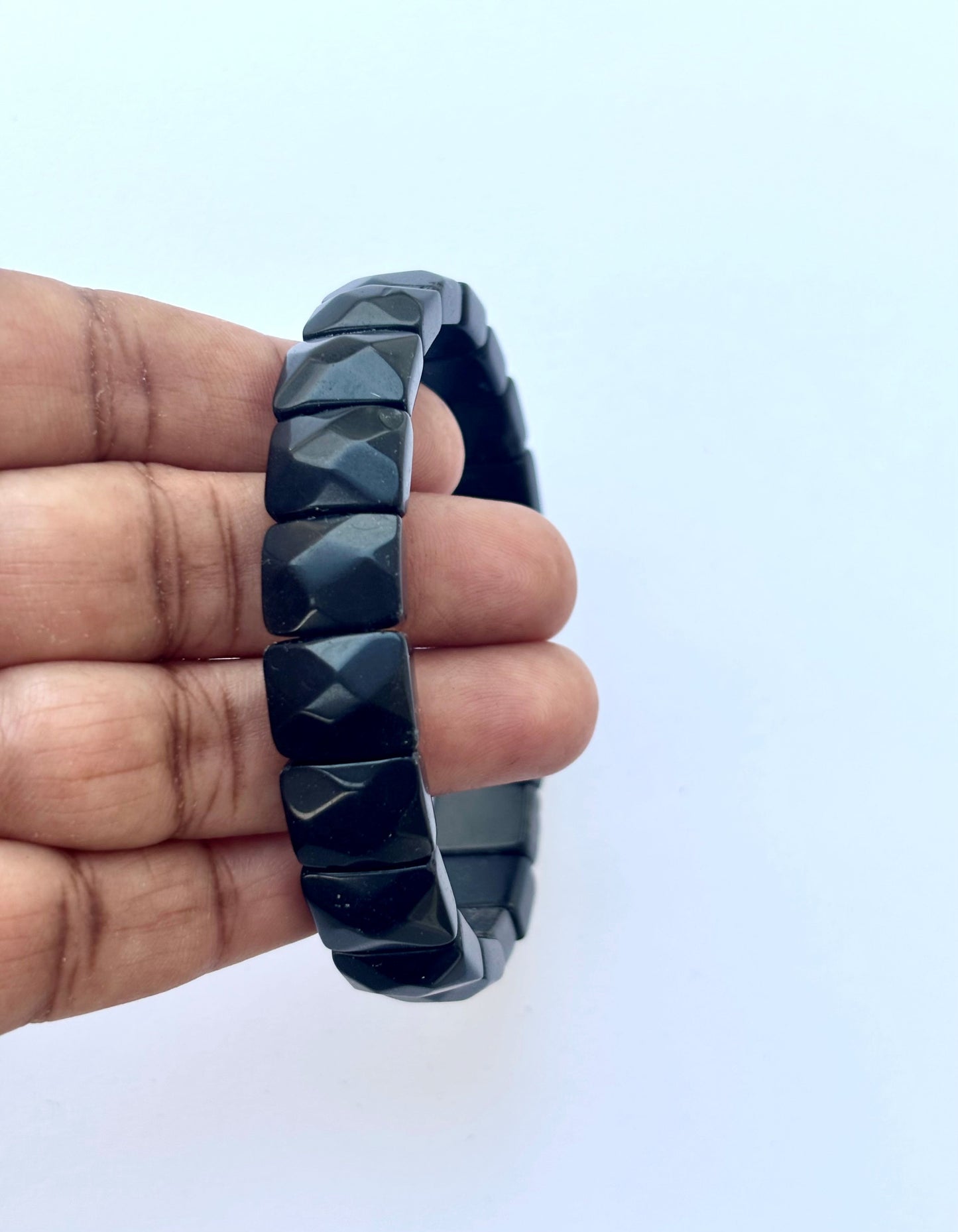 Natural Black Obsidian Bead Bracelet