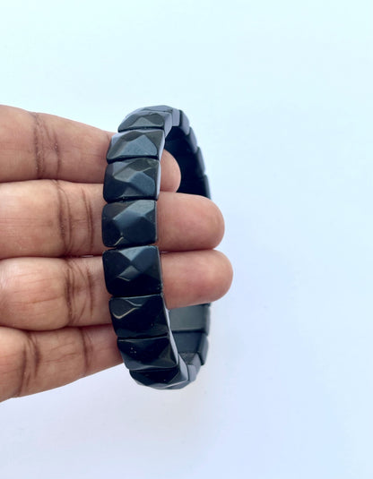 Natural Black Obsidian Bead Bracelet