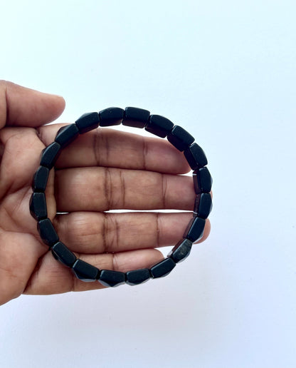 Natural Black Obsidian Bead Bracelet