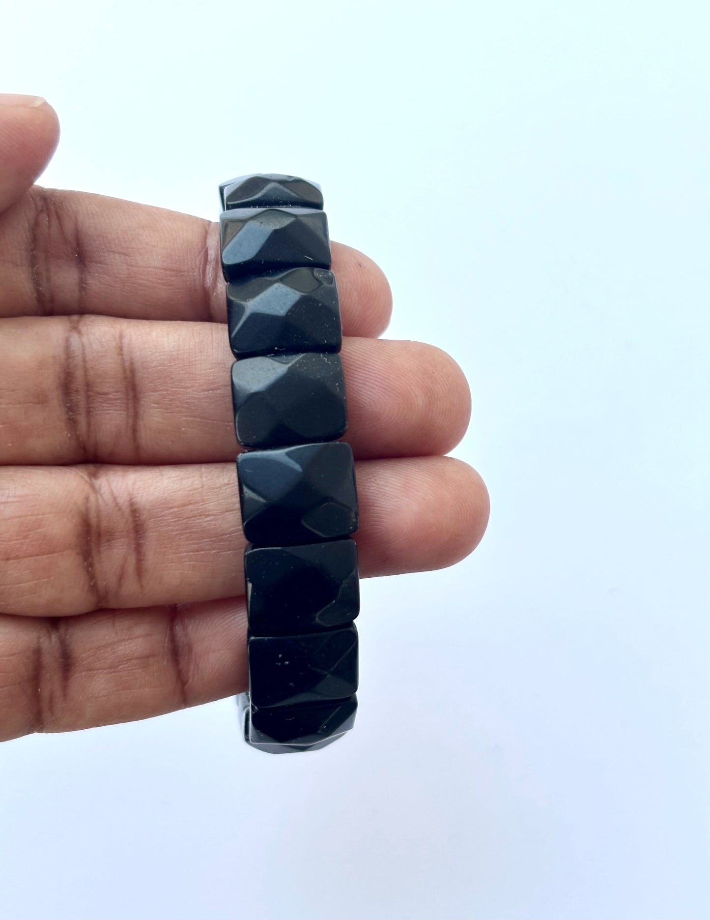 Natural Black Obsidian Bead Bracelet