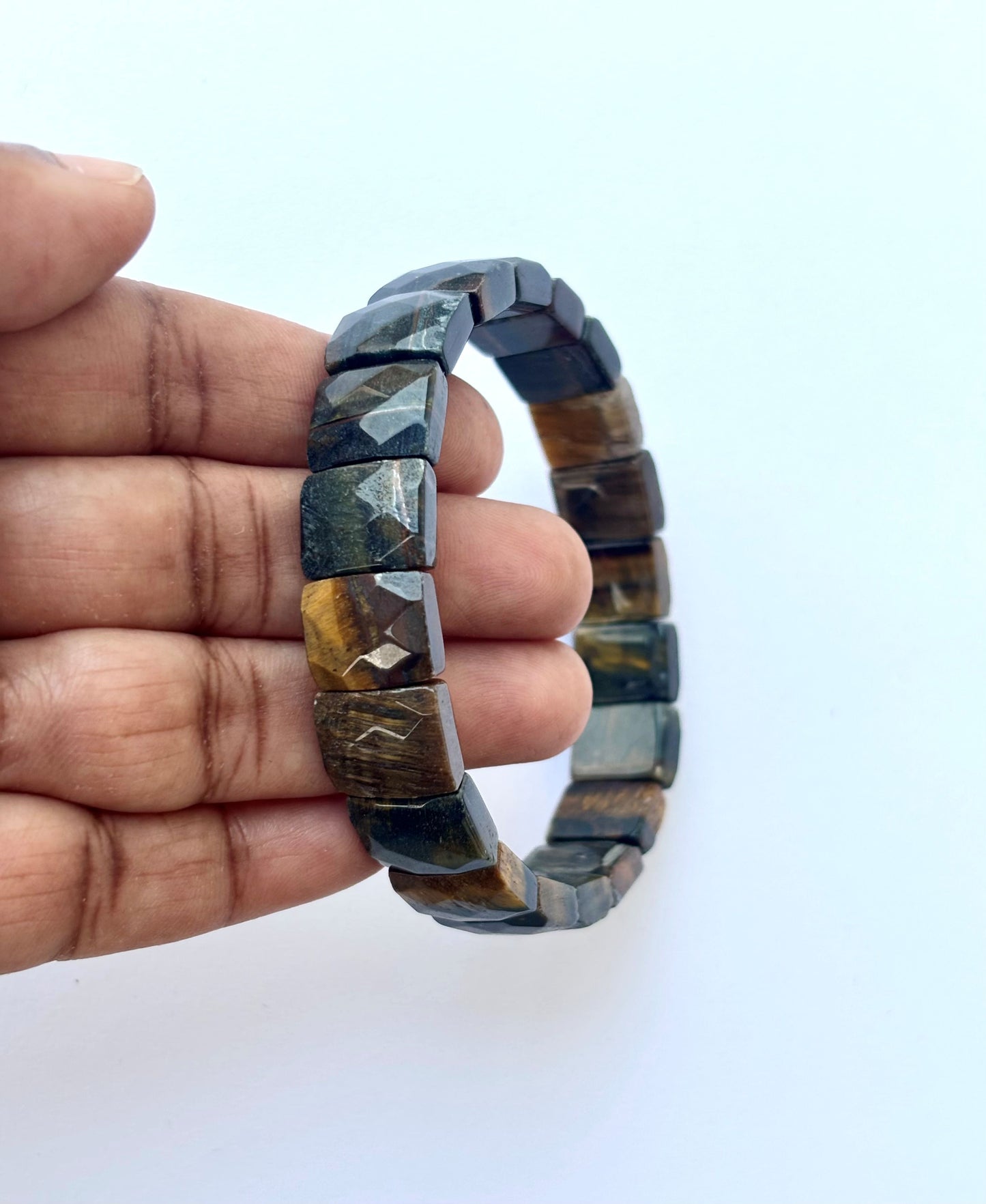 Natural Pyrite Faceted Rectangle Bead Bracelet