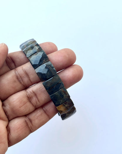 Natural Pyrite Faceted Rectangle Bead Bracelet