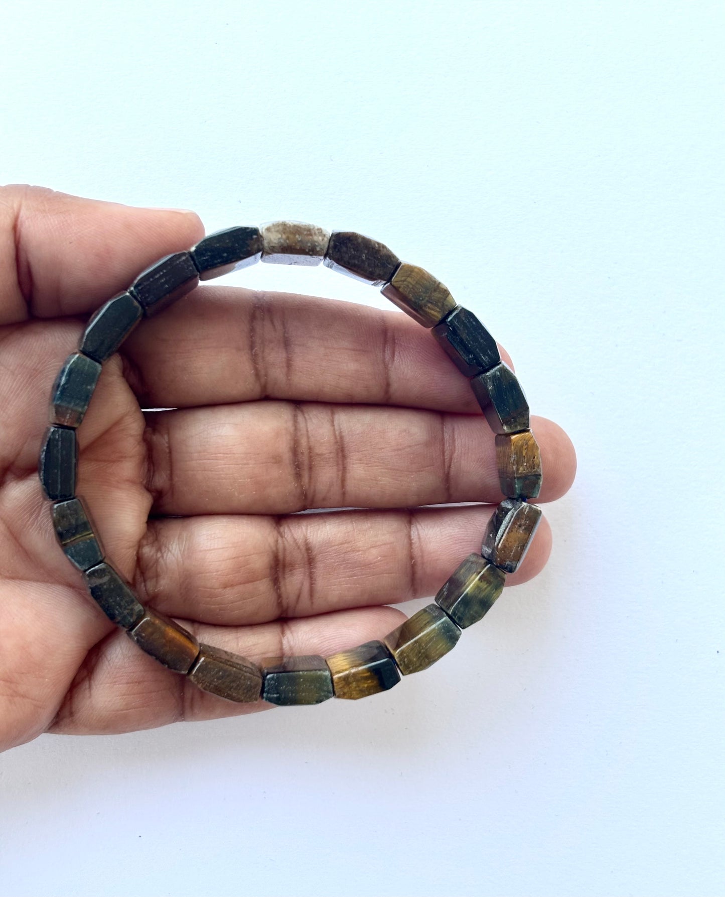 Natural Pyrite Faceted Rectangle Bead Bracelet