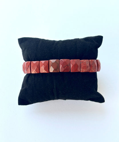 Natural Red Jasper Faceted Bead Bracelet