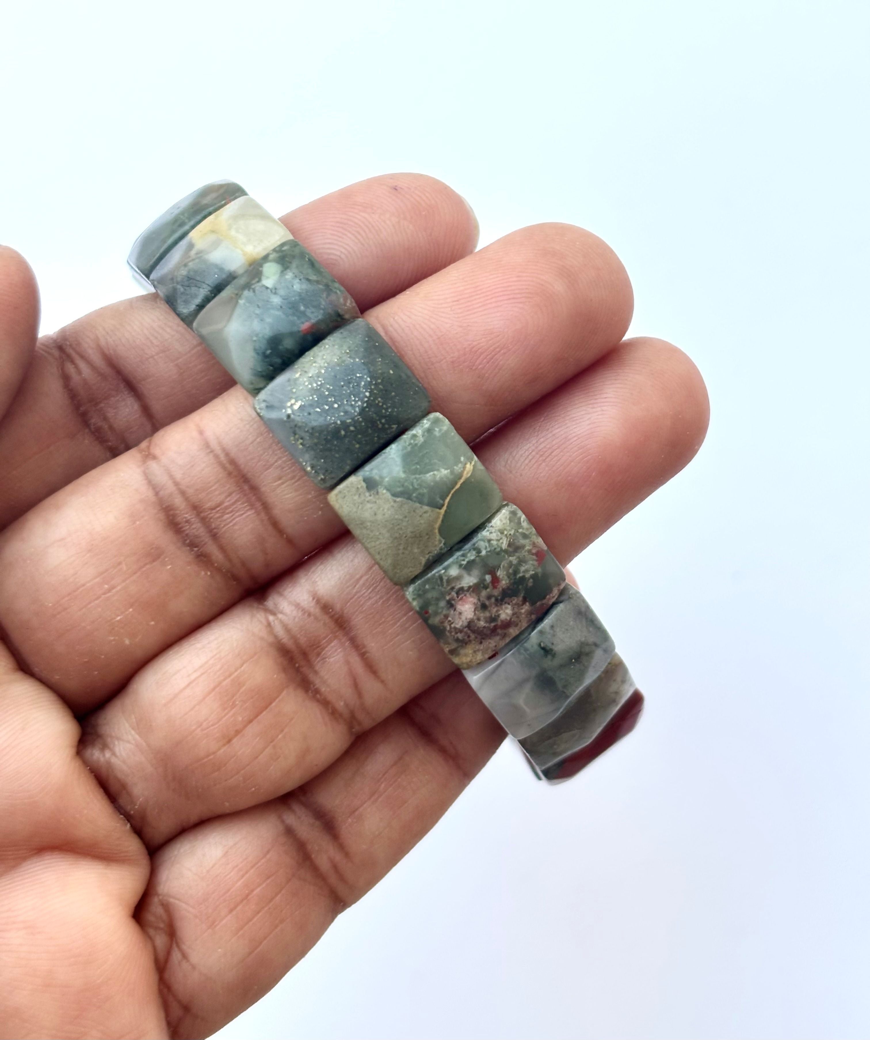 Natural Indian Agate Faceted Bead Bracelet