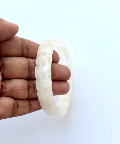 White Crystal Quartz Faceted Bead Bracelet
