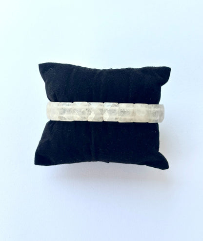 White Crystal Quartz Faceted Bead Bracelet