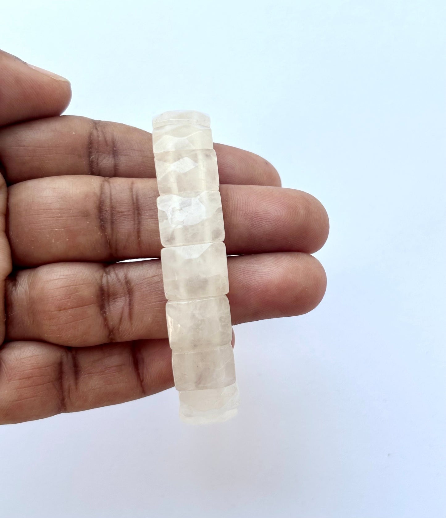 White Crystal Quartz Faceted Bead Bracelet
