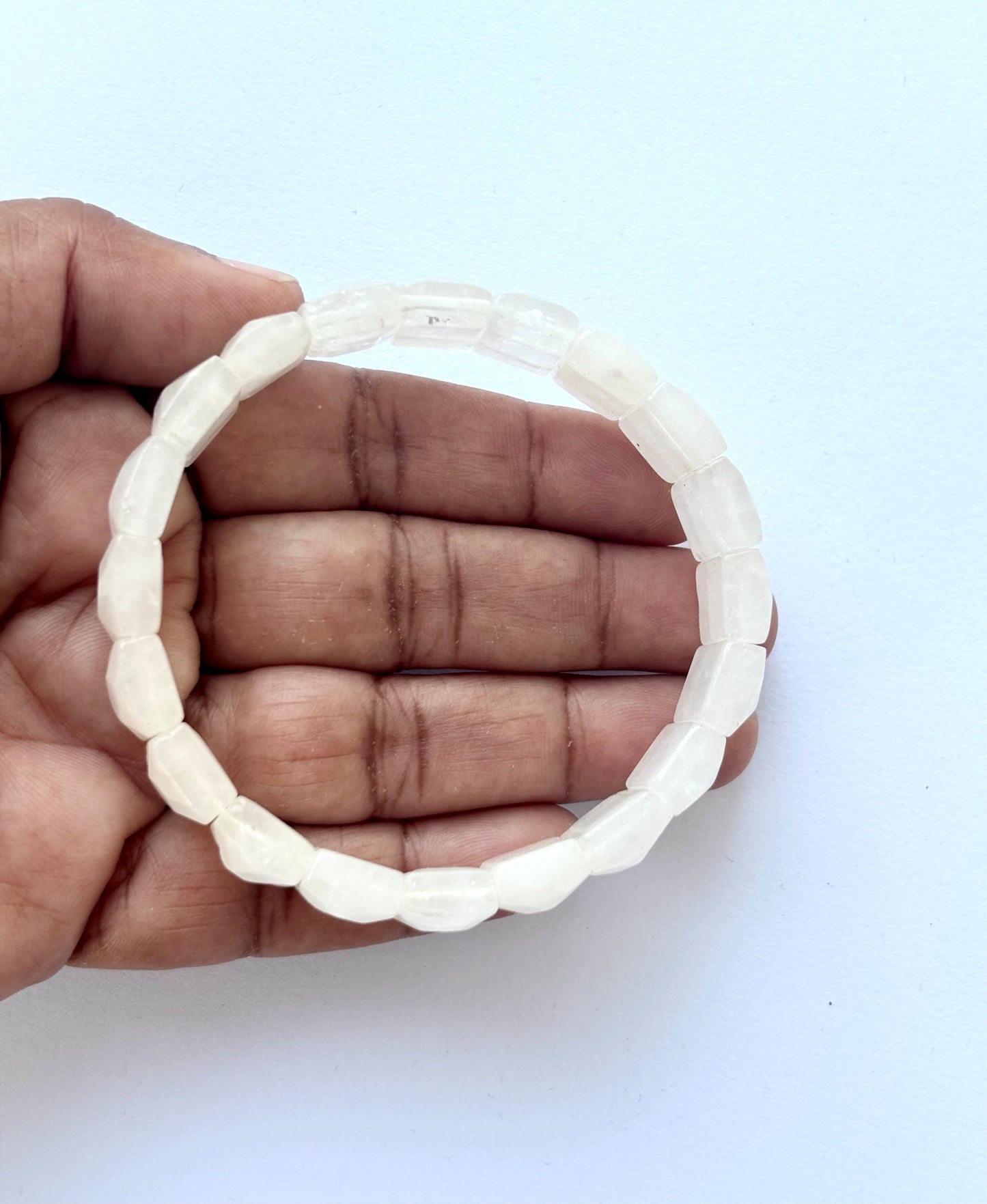 White Crystal Quartz Faceted Bead Bracelet