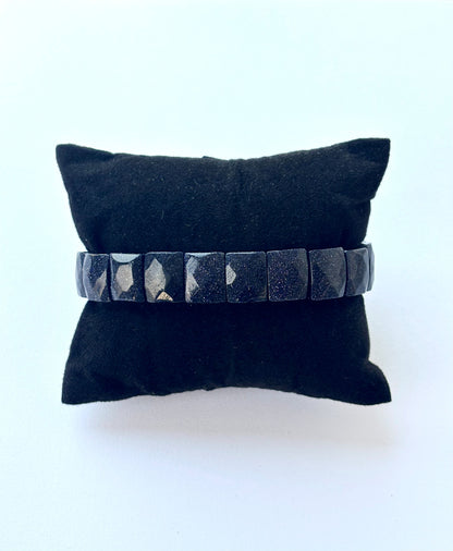 Faceted Blue Goldstone Bead Bracelet