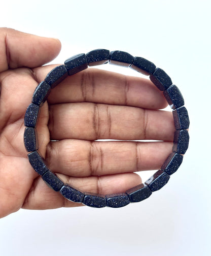 Faceted Blue Goldstone Bead Bracelet