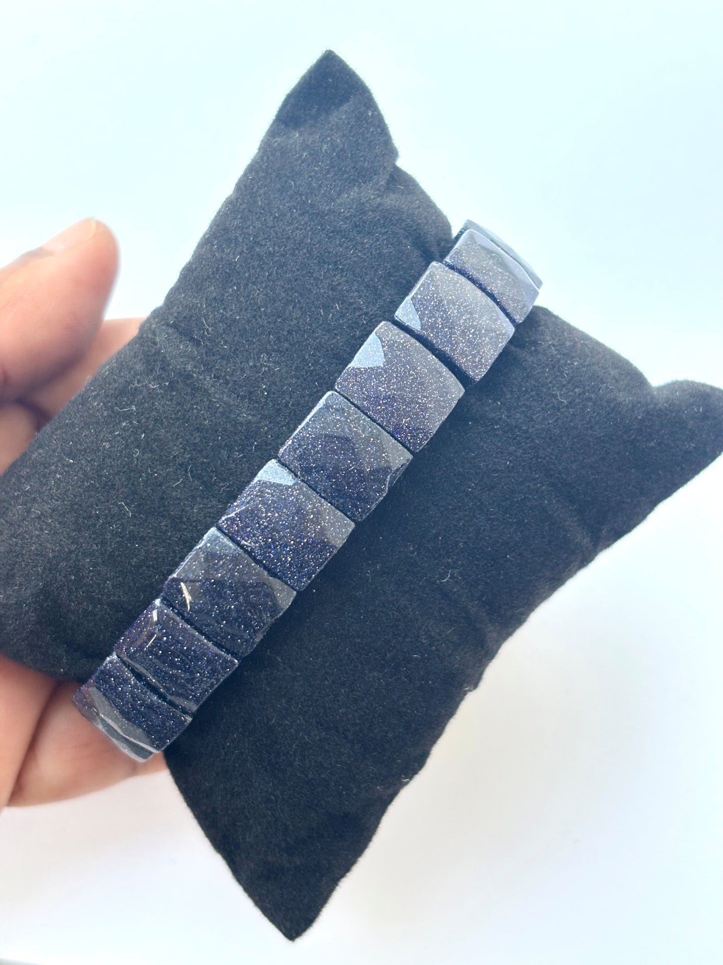 Faceted Blue Goldstone Bead Bracelet