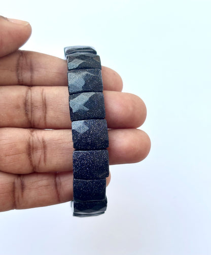 Faceted Blue Goldstone Bead Bracelet