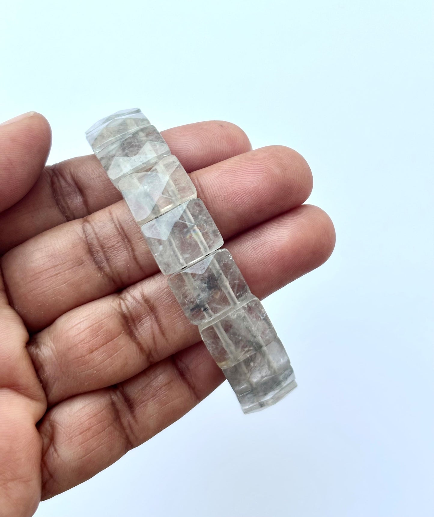Clear Crystal Quartz Faceted Bracelet