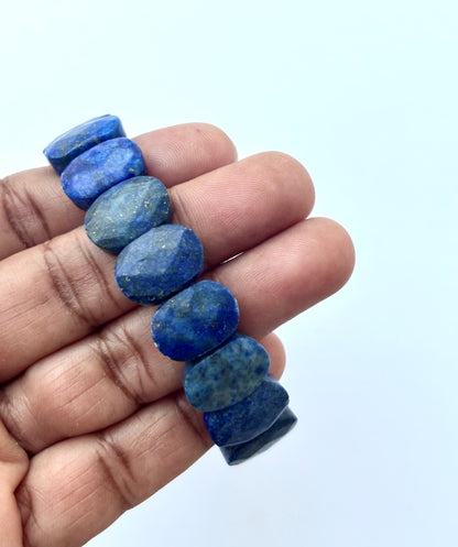 Natural Lapis Lazuli Oval Bead Bracelet